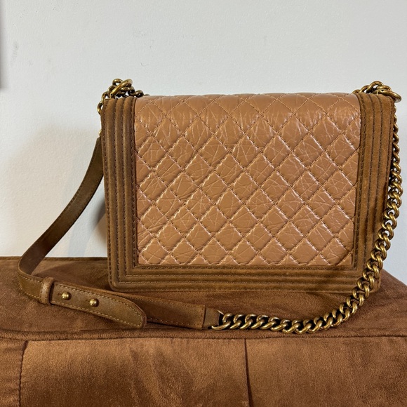 RARE Chanel Paris-Edinburgh Boy Flap Bag in Quilted Aged Calfskin With Nubuck - Picture 4 of 14